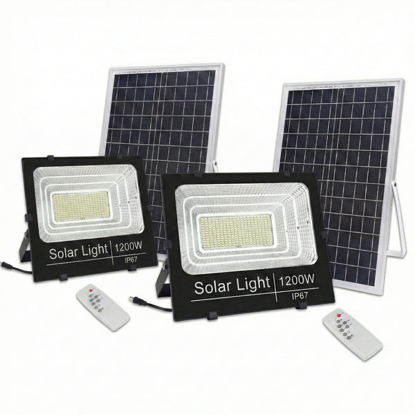 Set 2 Proiectoare Solare Jortan 1200W, 928 LED, 4000 Lumeni, Baterie LiFePO4 40.000 mAh, IP67, Telecomandă