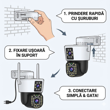 Set 2 Camere de Supraveghere Dubla Wifi Jortan 8293QJ, 6 Megapixeli, 44 PIR LED, Smart Tracking, Aplicatie YOOSEE