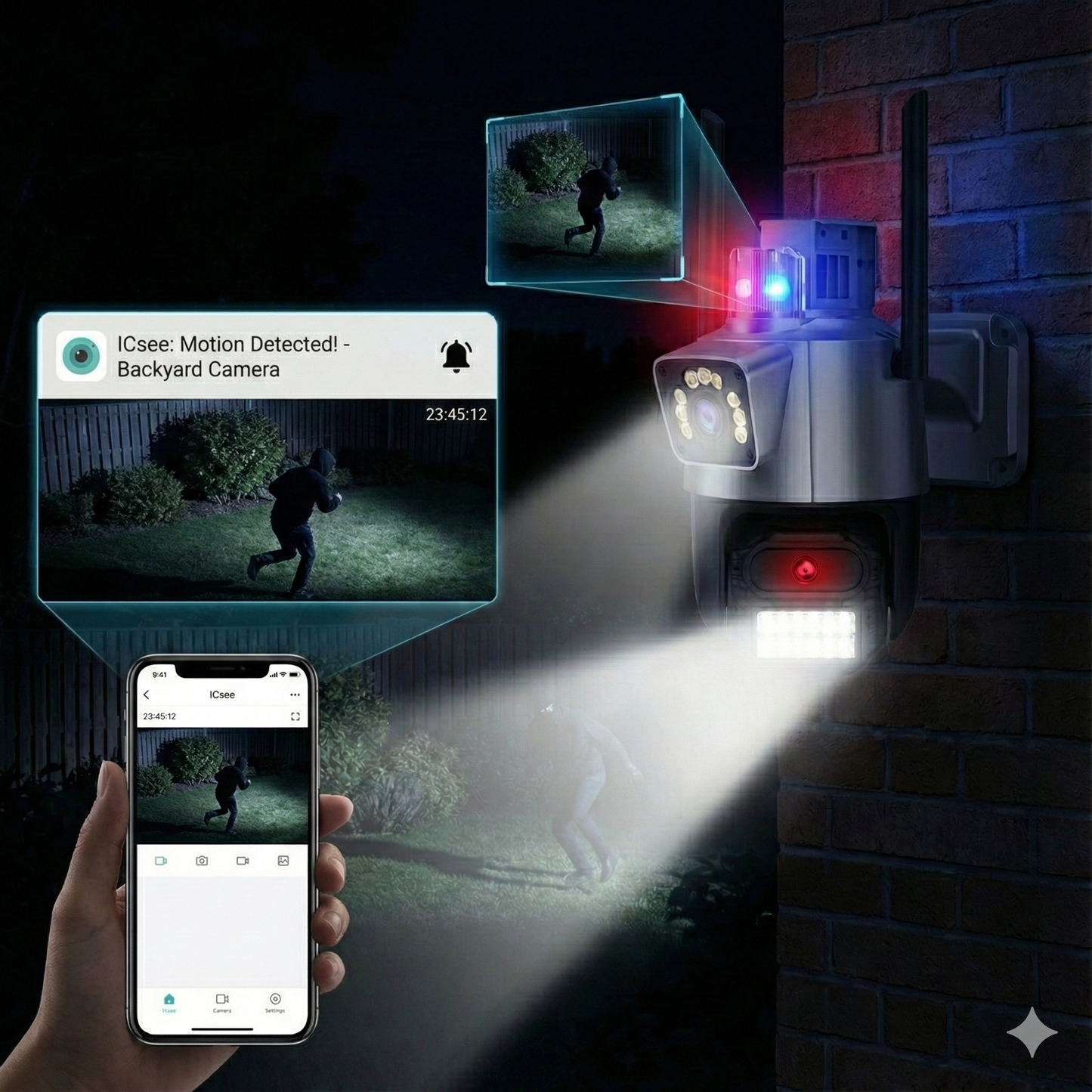 Camera de Supraveghere Dubla Wifi Jortan 9687PRO, 6 Megapixeli, Alarma, Smart Tracking, Night Color