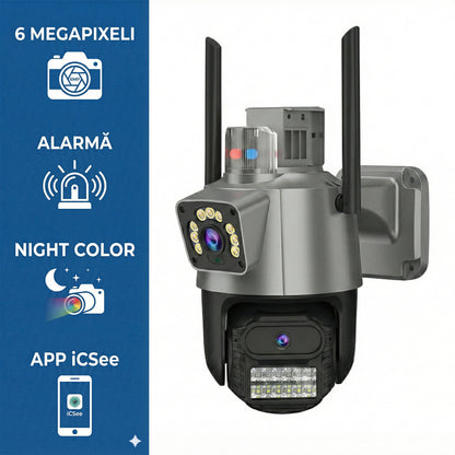 Camera de Supraveghere Dubla Wifi Jortan 9687PRO, 6 Megapixeli, Alarma, Smart Tracking, Night Color