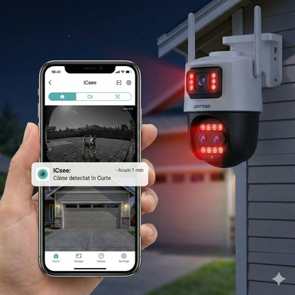 Set 4 Camere de Supraveghere Dubla Wifi Jortan 9999 PRO, 9 Megapixeli, Night Color, Smart Tracking, Aplicatie iCSee