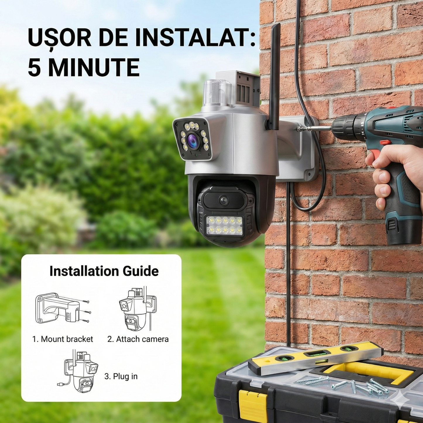 Camera de Supraveghere Dubla Wifi Jortan 9687PRO, 6 Megapixeli, Alarma, Smart Tracking, Night Color