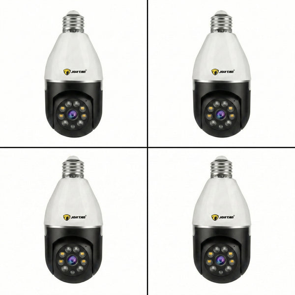 Set 4 Camere Wifi tip Bec Jortan 2 Megapixeli Instalare Usoara, Rotire 360 Grade, Smart Tracking 9296HJB
