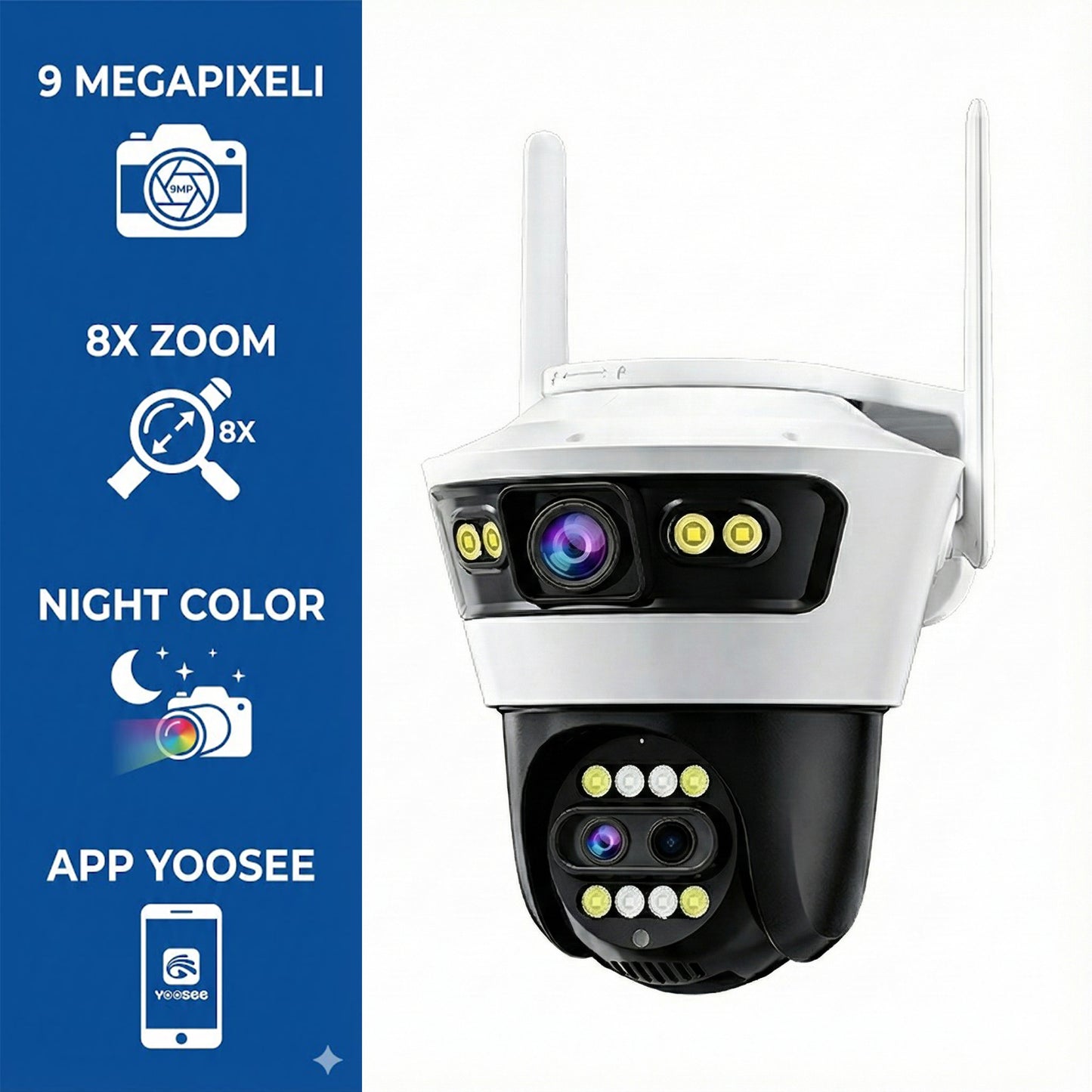 Camera de Supraveghere Jortan 5 Pro Wifi, 9 Megapixeli, Zoom 8X, Night Color, Audio Bidirectional