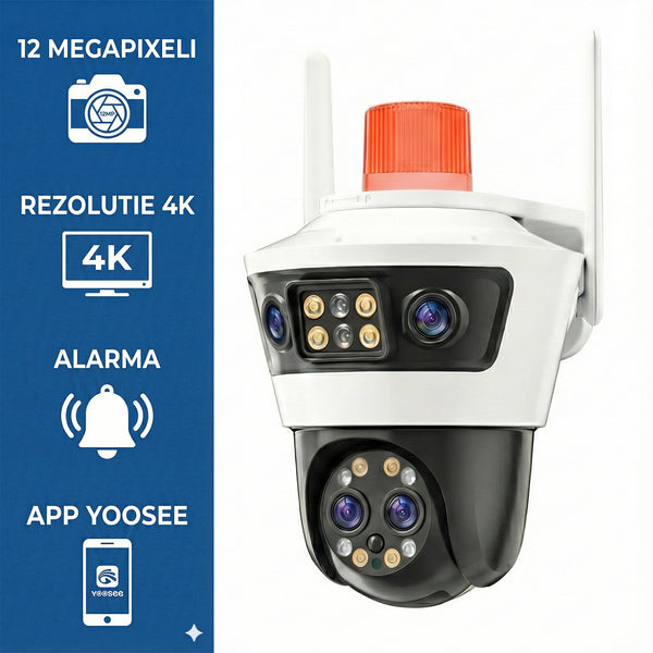 Camera de Supraveghere Jortan 7 Wifi, 12 Megapixeli, Rezolutie 4K, Night Color, Smart Tracking, Alarma