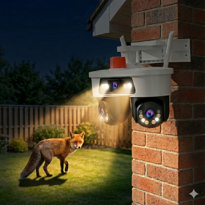 Camera de Supraveghere Tripla Jortan 8 Wifi, 9 Megapixeli, Rezolutie 2K, Night Color, Smart Tracking, Alarma