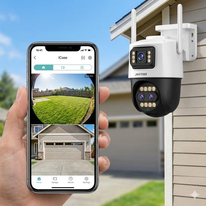 Set 4 Camere de Supraveghere Dubla Wifi Jortan 9999 PRO, 9 Megapixeli, Night Color, Smart Tracking, Aplicatie iCSee